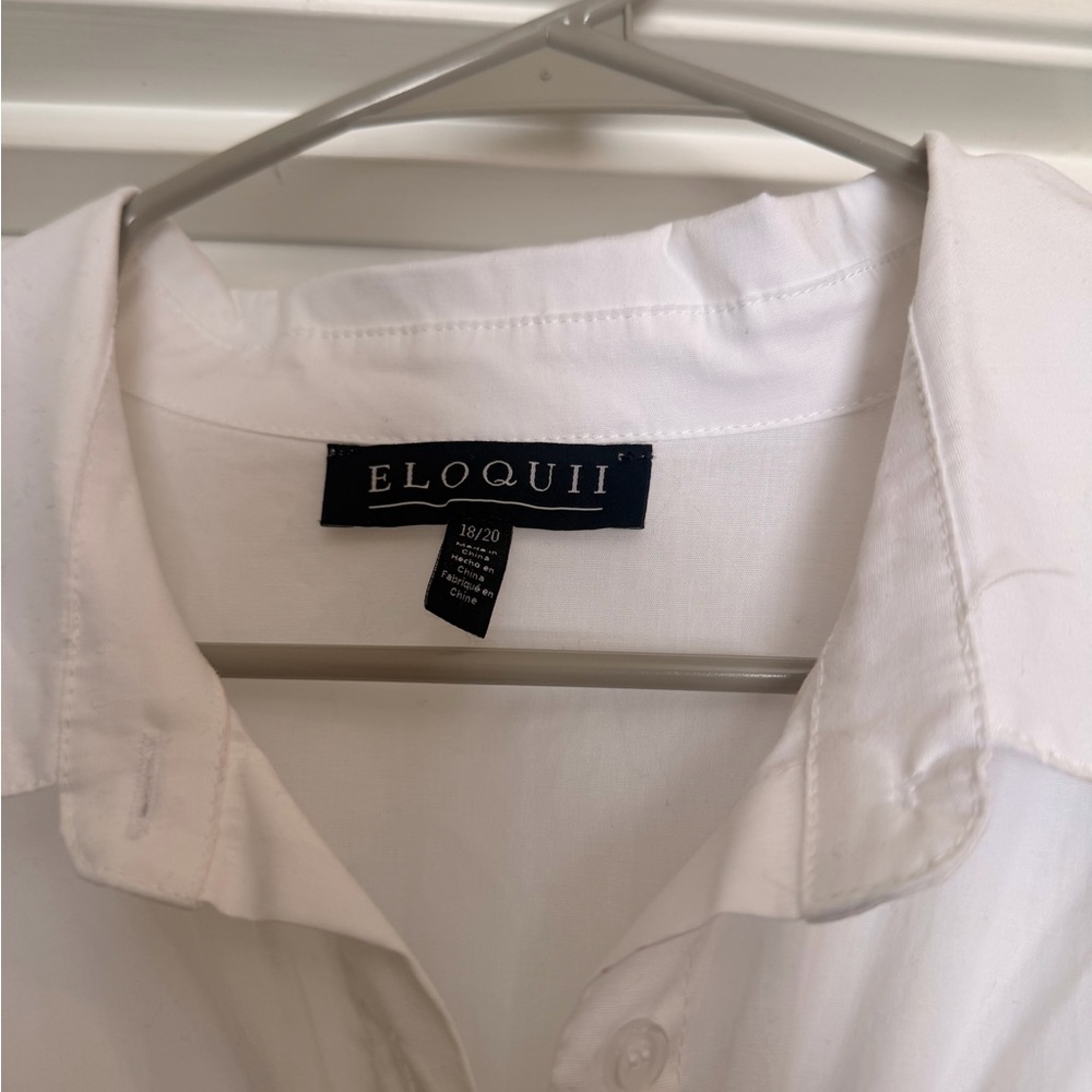 Eloquii White Button-Down Shirt with Black Ribbed Bustier Overlay - Picture 2 of 3